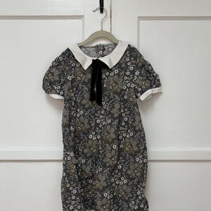 Floral Gray Kids Dress with White Collar